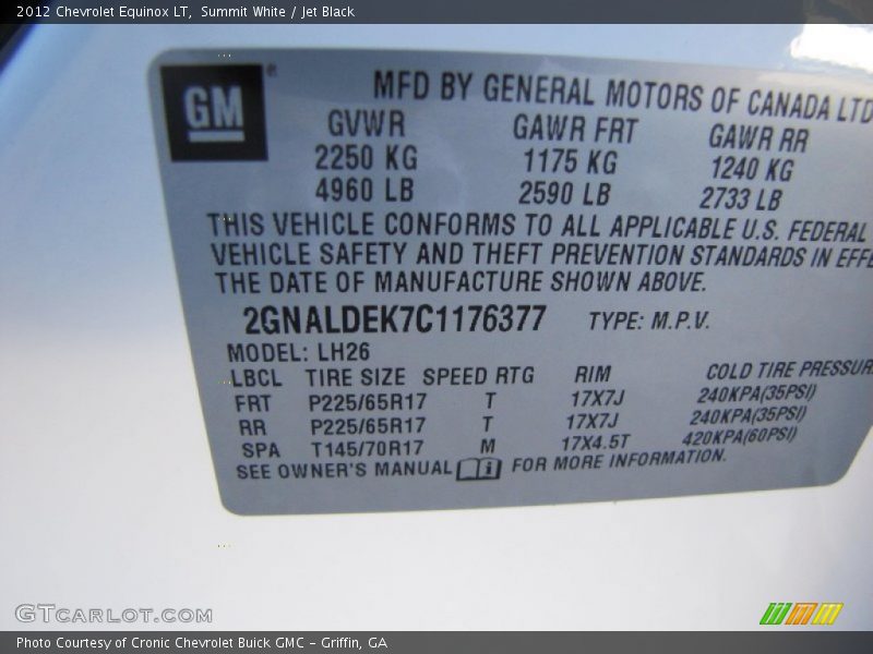 Summit White / Jet Black 2012 Chevrolet Equinox LT