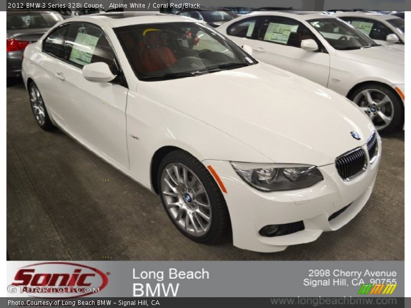 Alpine White / Coral Red/Black 2012 BMW 3 Series 328i Coupe