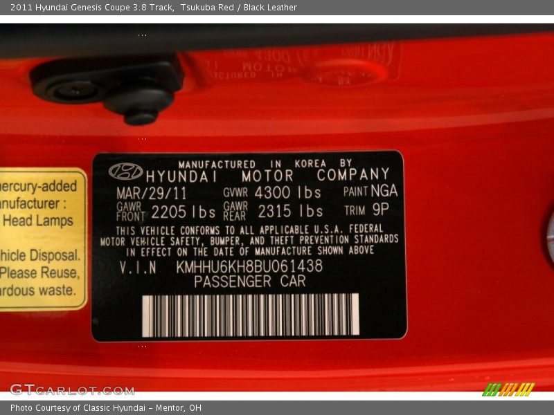 Tsukuba Red / Black Leather 2011 Hyundai Genesis Coupe 3.8 Track