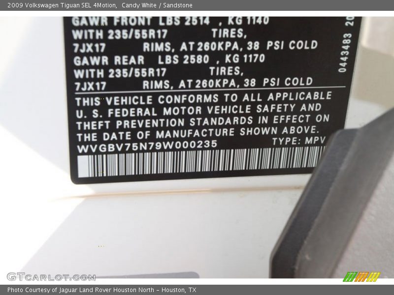 Candy White / Sandstone 2009 Volkswagen Tiguan SEL 4Motion