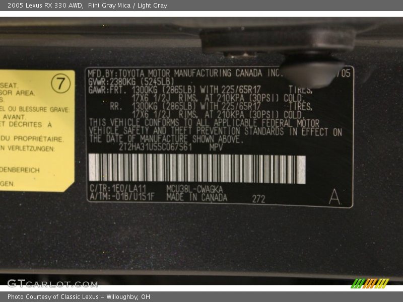 Flint Gray Mica / Light Gray 2005 Lexus RX 330 AWD