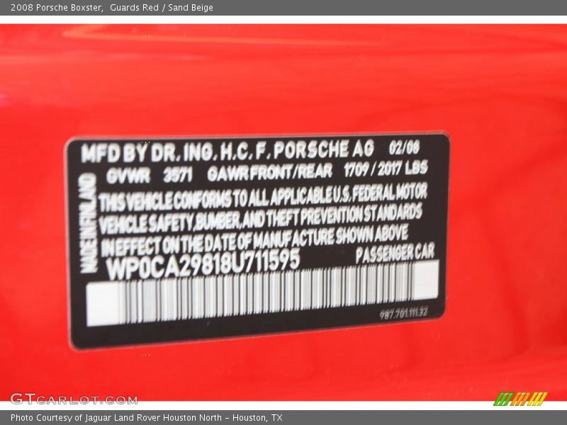 Guards Red / Sand Beige 2008 Porsche Boxster