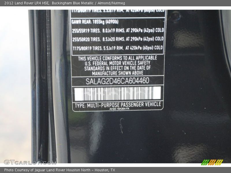 Buckingham Blue Metallic / Almond/Nutmeg 2012 Land Rover LR4 HSE