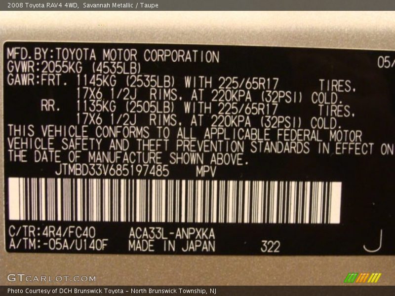 Savannah Metallic / Taupe 2008 Toyota RAV4 4WD