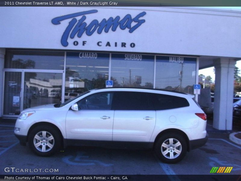 White / Dark Gray/Light Gray 2011 Chevrolet Traverse LT AWD