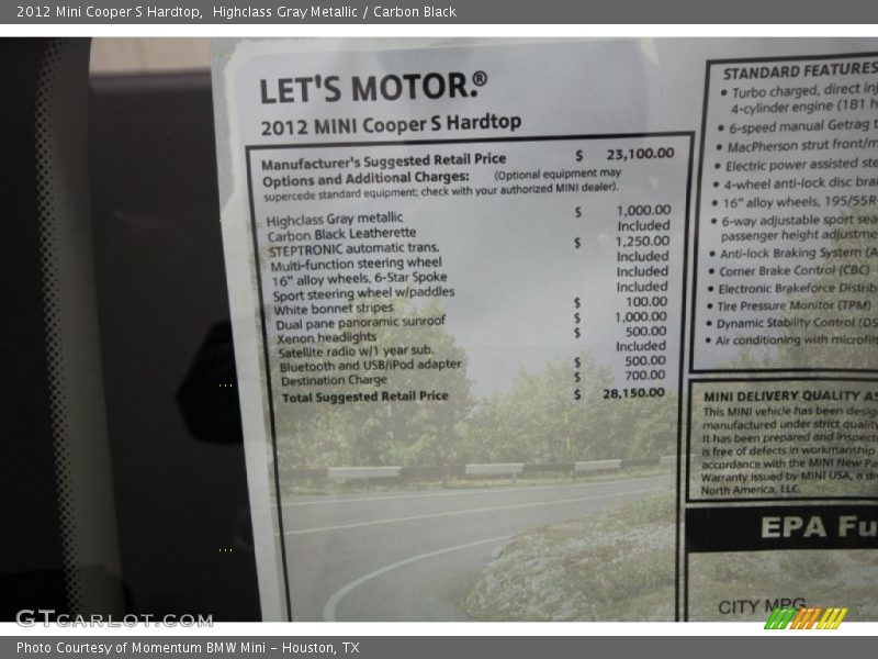 Highclass Gray Metallic / Carbon Black 2012 Mini Cooper S Hardtop