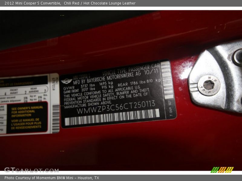 Chili Red / Hot Chocolate Lounge Leather 2012 Mini Cooper S Convertible