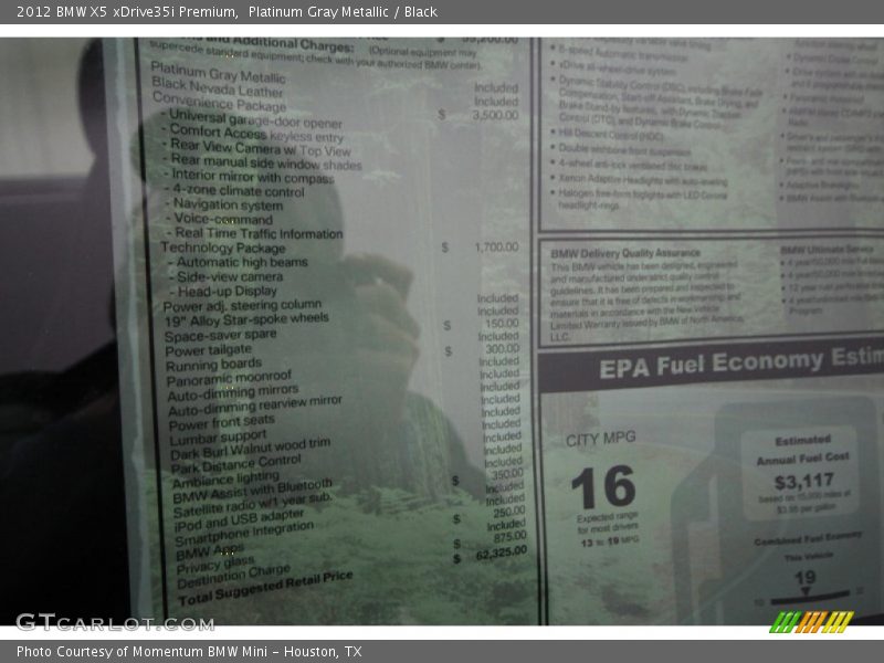 Platinum Gray Metallic / Black 2012 BMW X5 xDrive35i Premium