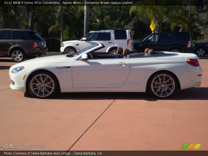 Alpine White / Cinnamon Brown Nappa Leather 2012 BMW 6 Series 650i Convertible