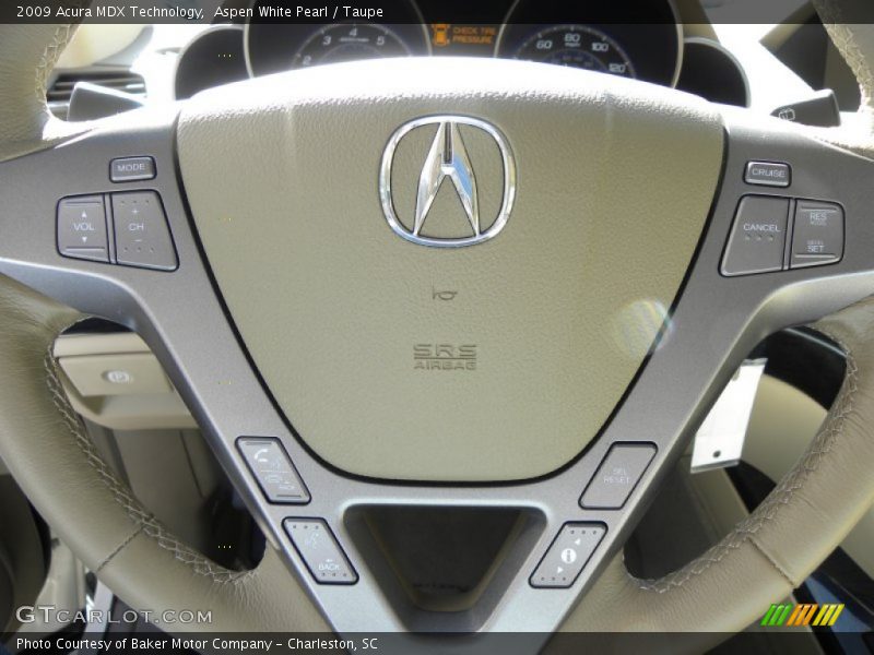 Aspen White Pearl / Taupe 2009 Acura MDX Technology