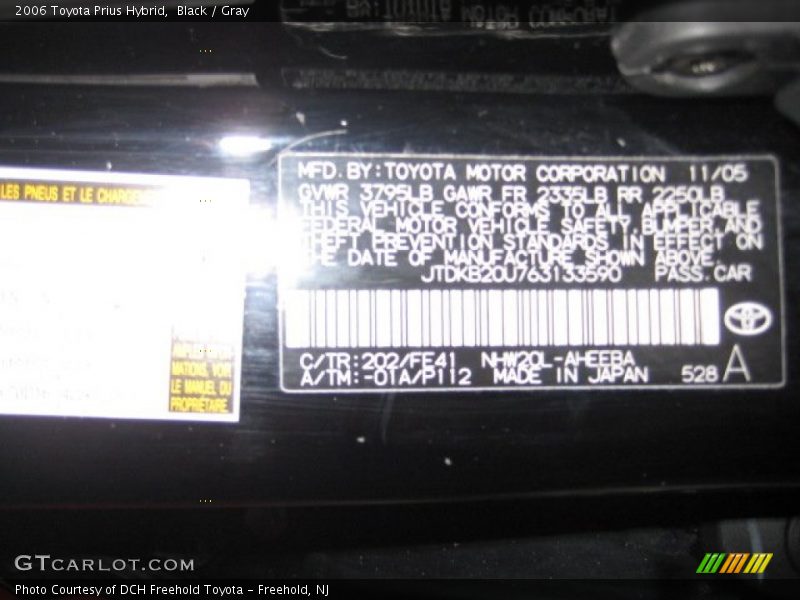 Black / Gray 2006 Toyota Prius Hybrid