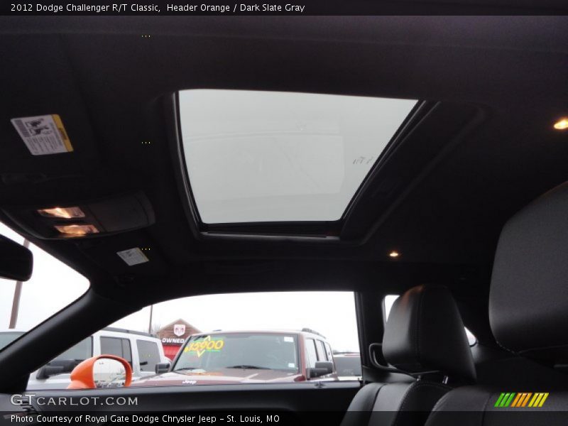 Sunroof of 2012 Challenger R/T Classic