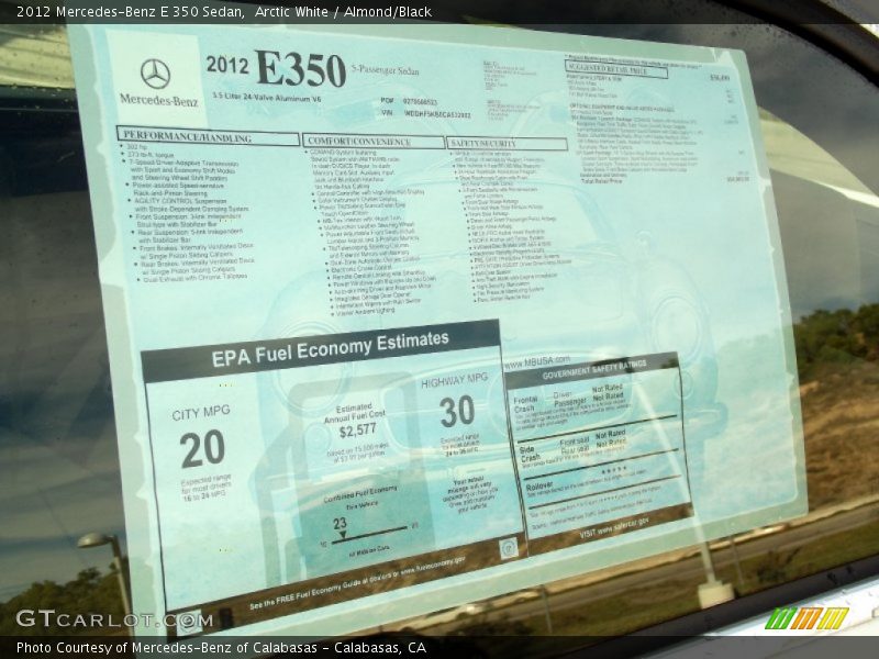 Arctic White / Almond/Black 2012 Mercedes-Benz E 350 Sedan