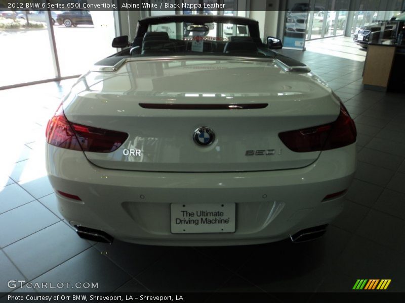 Alpine White / Black Nappa Leather 2012 BMW 6 Series 650i Convertible