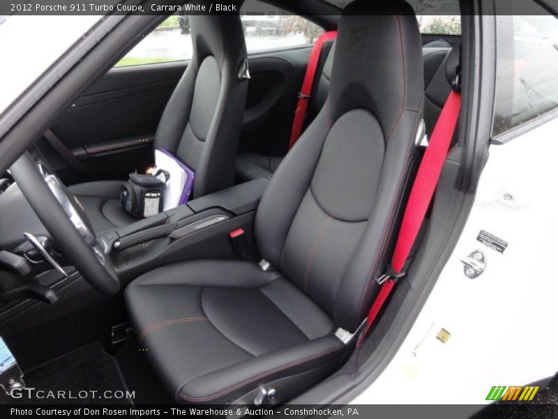 Drivers Seat in Black Leather w/Red Stiching - 2012 Porsche 911 Turbo Coupe