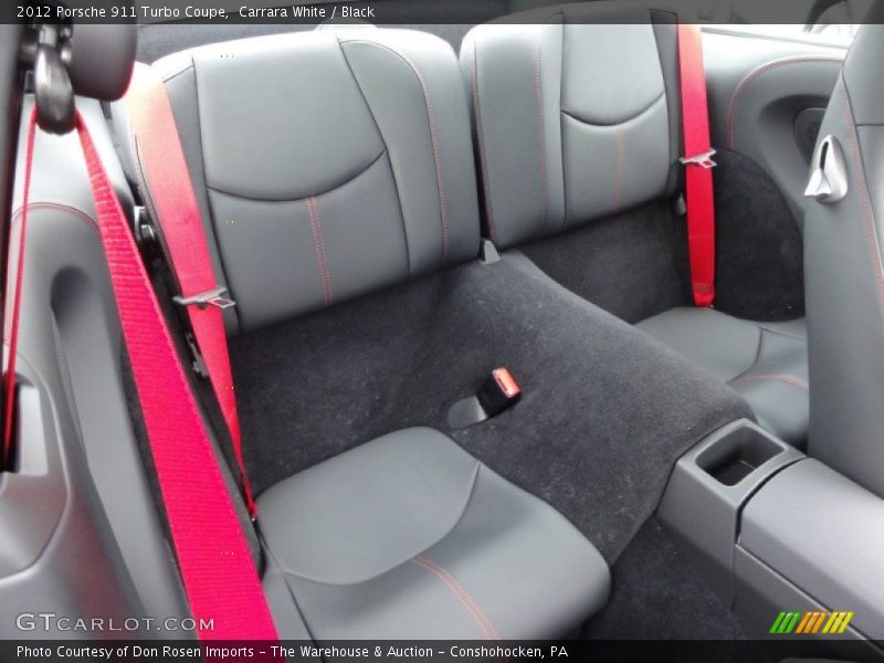 Rear Seat in Black Leather w/Red Stiching - 2012 Porsche 911 Turbo Coupe