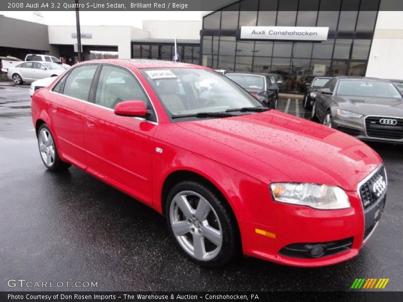 Brilliant Red / Beige 2008 Audi A4 3.2 Quattro S-Line Sedan