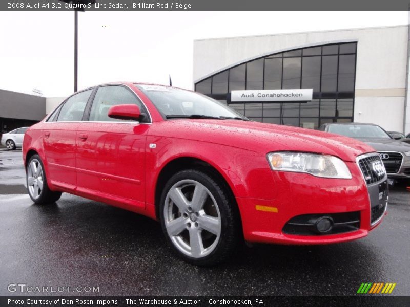 Brilliant Red / Beige 2008 Audi A4 3.2 Quattro S-Line Sedan