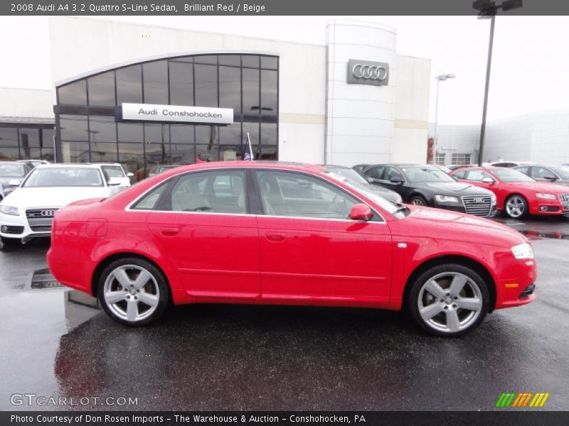 Brilliant Red / Beige 2008 Audi A4 3.2 Quattro S-Line Sedan
