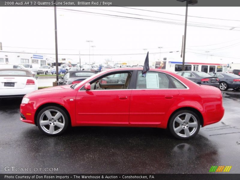 Brilliant Red / Beige 2008 Audi A4 3.2 Quattro S-Line Sedan