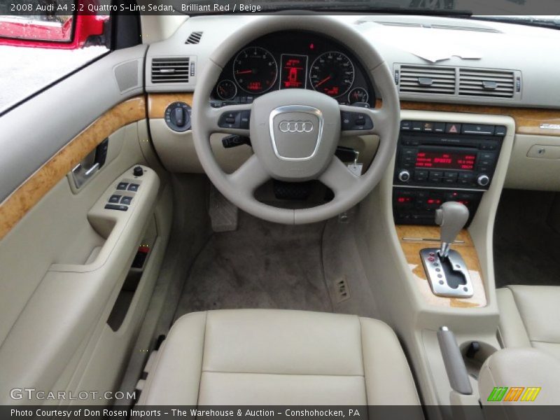 Brilliant Red / Beige 2008 Audi A4 3.2 Quattro S-Line Sedan