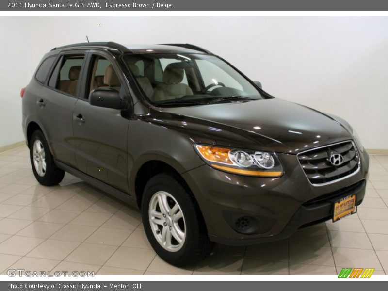 Espresso Brown / Beige 2011 Hyundai Santa Fe GLS AWD