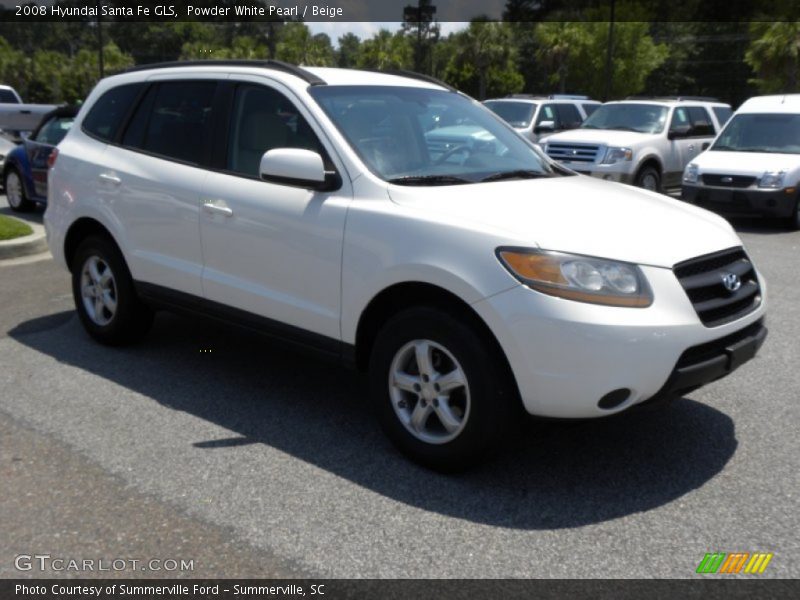 Powder White Pearl / Beige 2008 Hyundai Santa Fe GLS