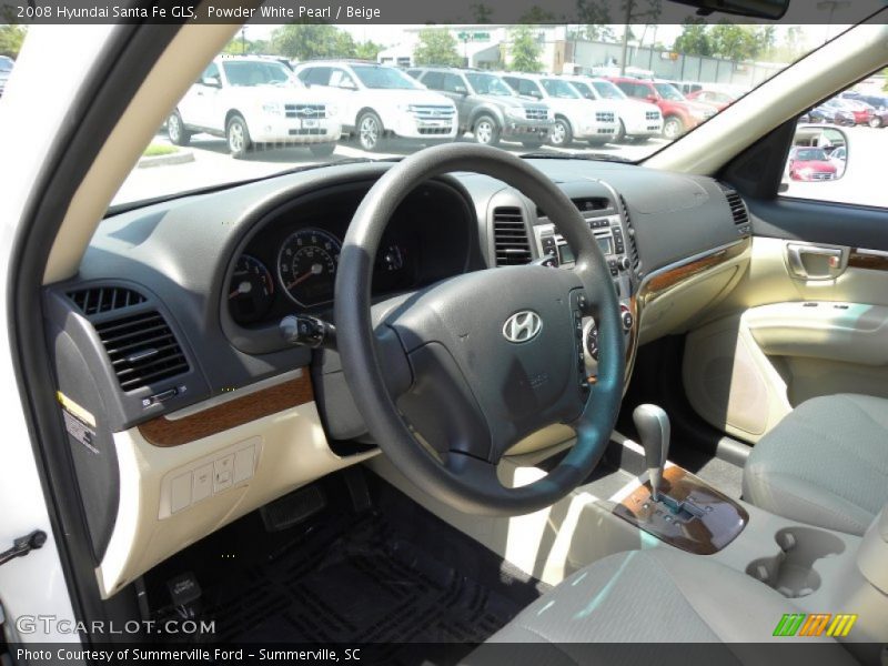 Powder White Pearl / Beige 2008 Hyundai Santa Fe GLS