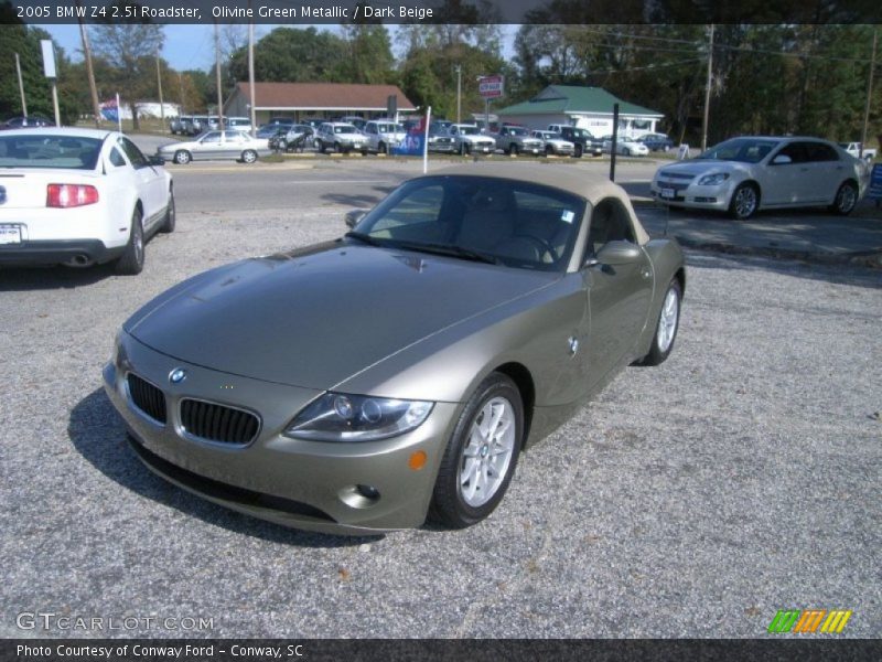Olivine Green Metallic / Dark Beige 2005 BMW Z4 2.5i Roadster