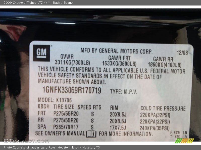 Black / Ebony 2009 Chevrolet Tahoe LTZ 4x4