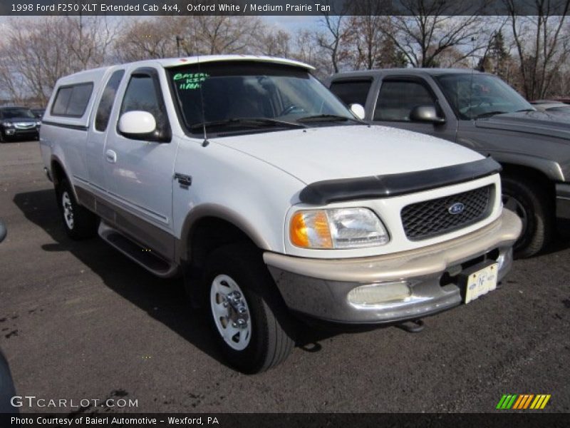 Oxford White / Medium Prairie Tan 1998 Ford F250 XLT Extended Cab 4x4
