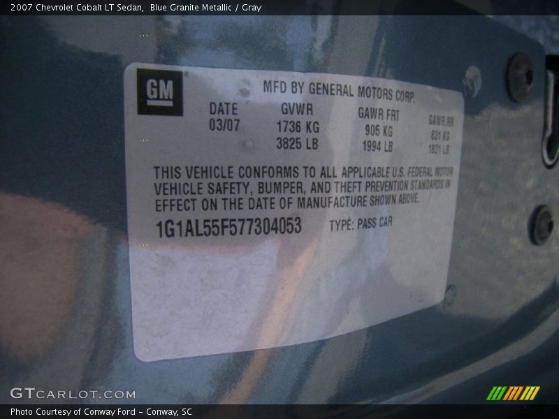 Blue Granite Metallic / Gray 2007 Chevrolet Cobalt LT Sedan