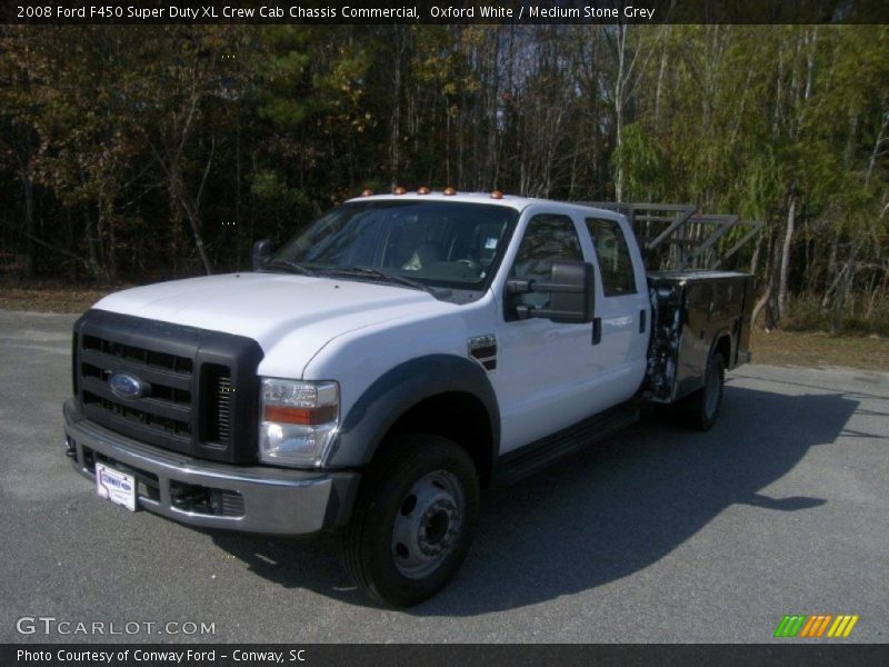 Oxford White / Medium Stone Grey 2008 Ford F450 Super Duty XL Crew Cab Chassis Commercial