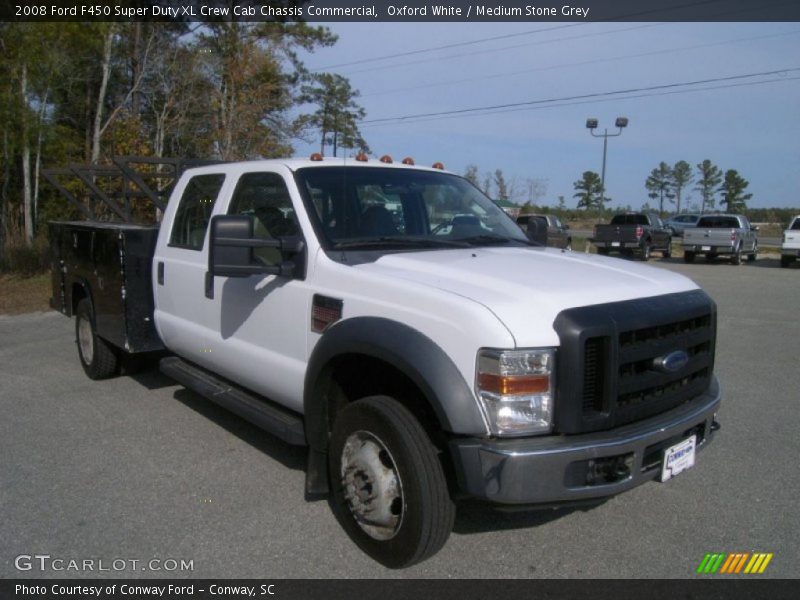 Oxford White / Medium Stone Grey 2008 Ford F450 Super Duty XL Crew Cab Chassis Commercial
