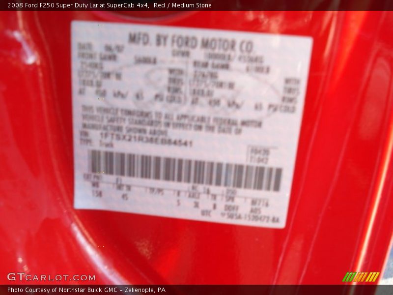 Red / Medium Stone 2008 Ford F250 Super Duty Lariat SuperCab 4x4