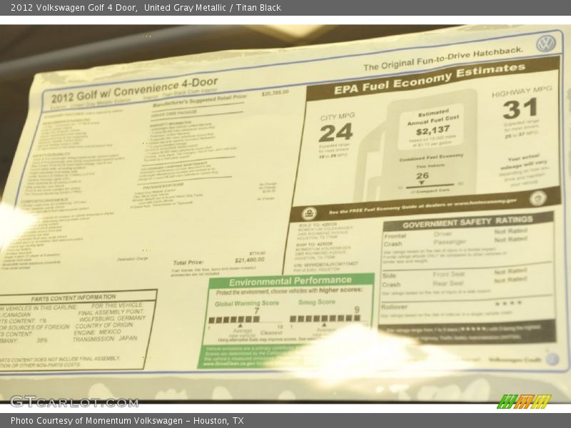 United Gray Metallic / Titan Black 2012 Volkswagen Golf 4 Door