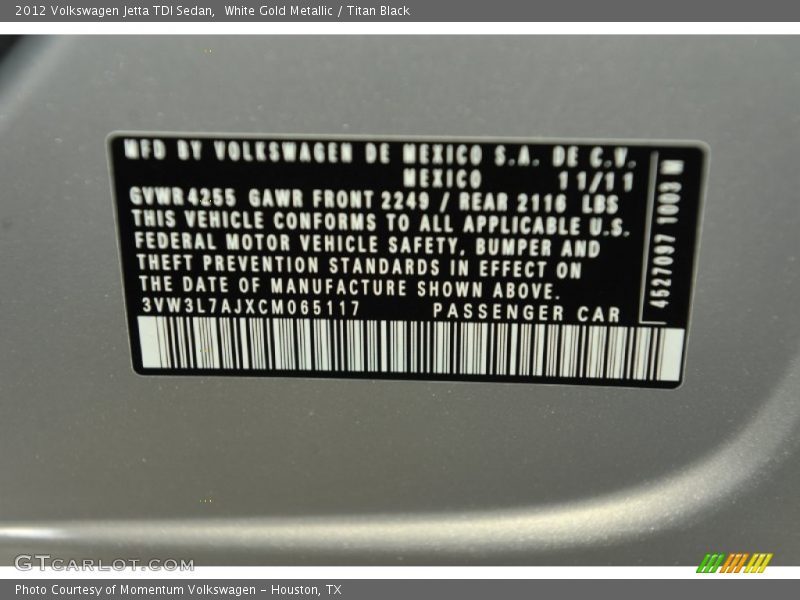 White Gold Metallic / Titan Black 2012 Volkswagen Jetta TDI Sedan