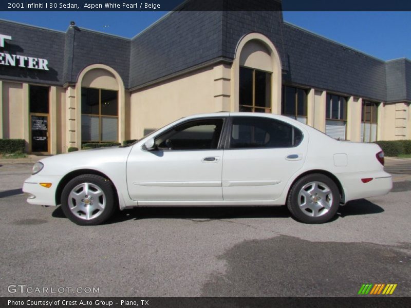 Aspen White Pearl / Beige 2001 Infiniti I 30 Sedan