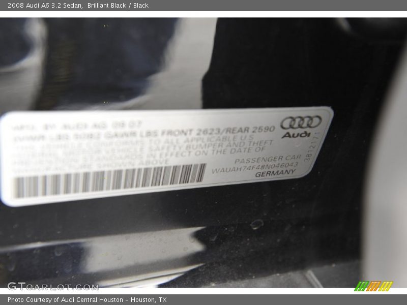 Brilliant Black / Black 2008 Audi A6 3.2 Sedan