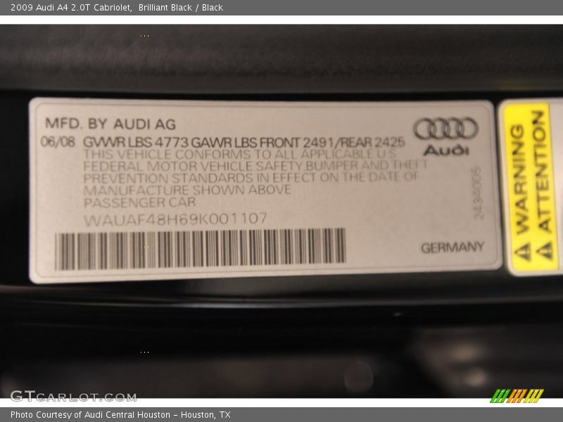 Brilliant Black / Black 2009 Audi A4 2.0T Cabriolet