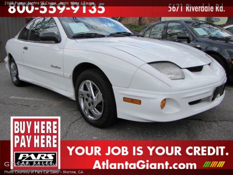 Arctic White / Taupe 2002 Pontiac Sunfire SE Coupe