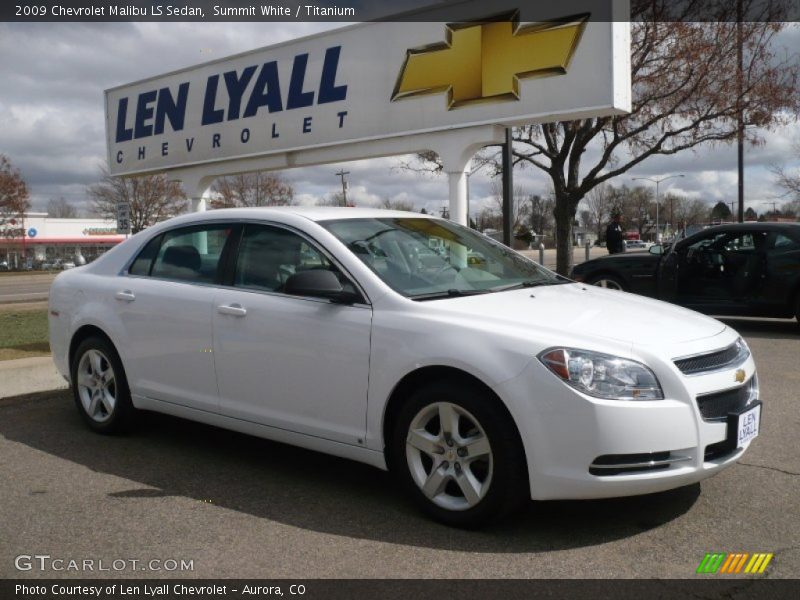 Summit White / Titanium 2009 Chevrolet Malibu LS Sedan