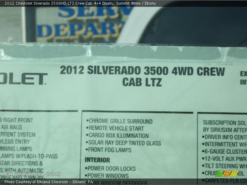  2012 Silverado 3500HD LTZ Crew Cab 4x4 Dually Window Sticker