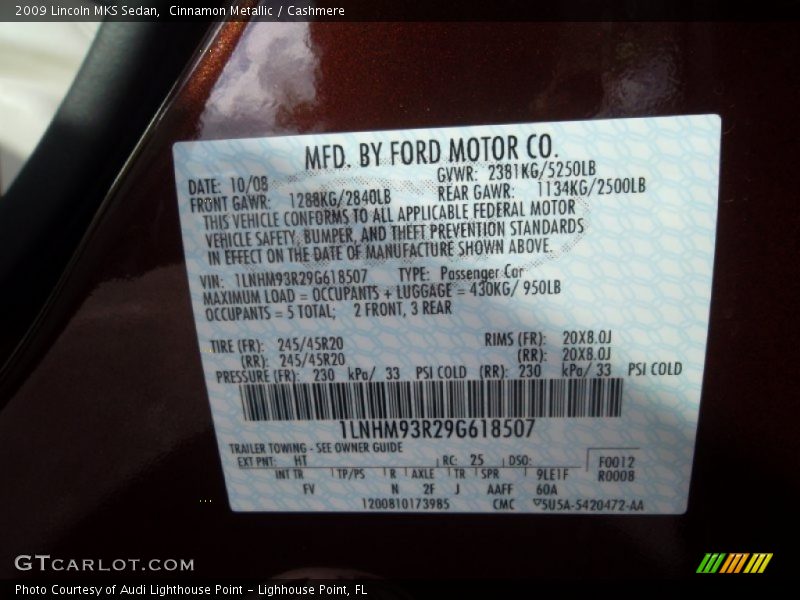 Cinnamon Metallic / Cashmere 2009 Lincoln MKS Sedan