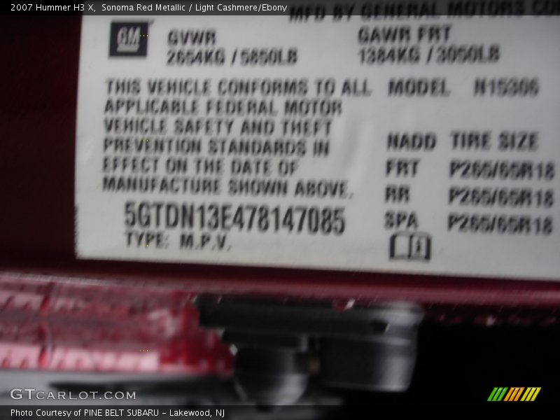 Sonoma Red Metallic / Light Cashmere/Ebony 2007 Hummer H3 X
