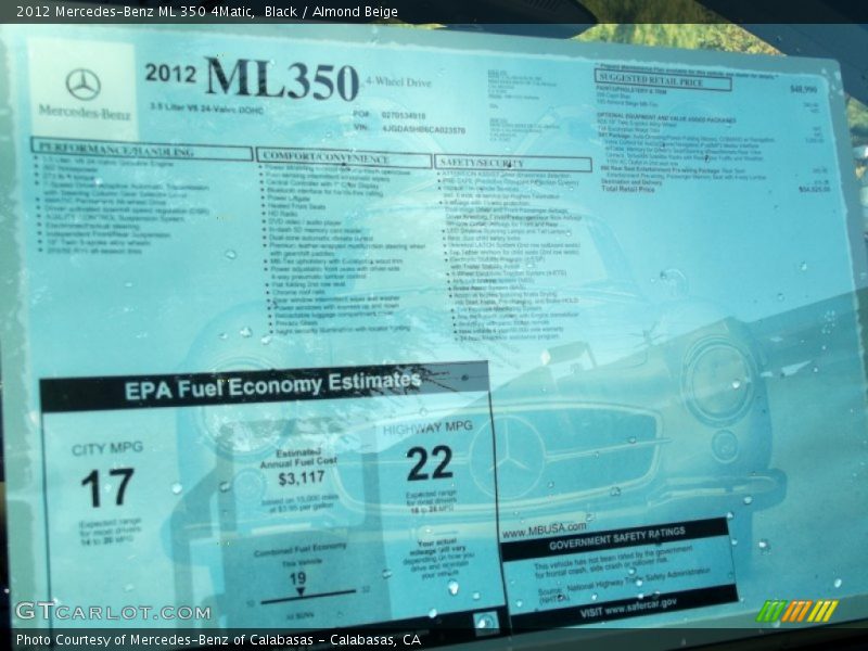 Black / Almond Beige 2012 Mercedes-Benz ML 350 4Matic