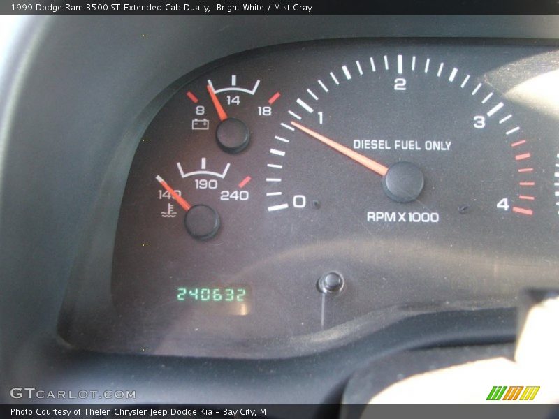 Bright White / Mist Gray 1999 Dodge Ram 3500 ST Extended Cab Dually