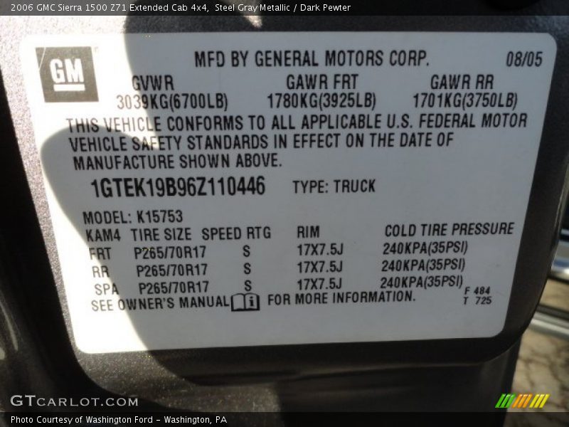Steel Gray Metallic / Dark Pewter 2006 GMC Sierra 1500 Z71 Extended Cab 4x4
