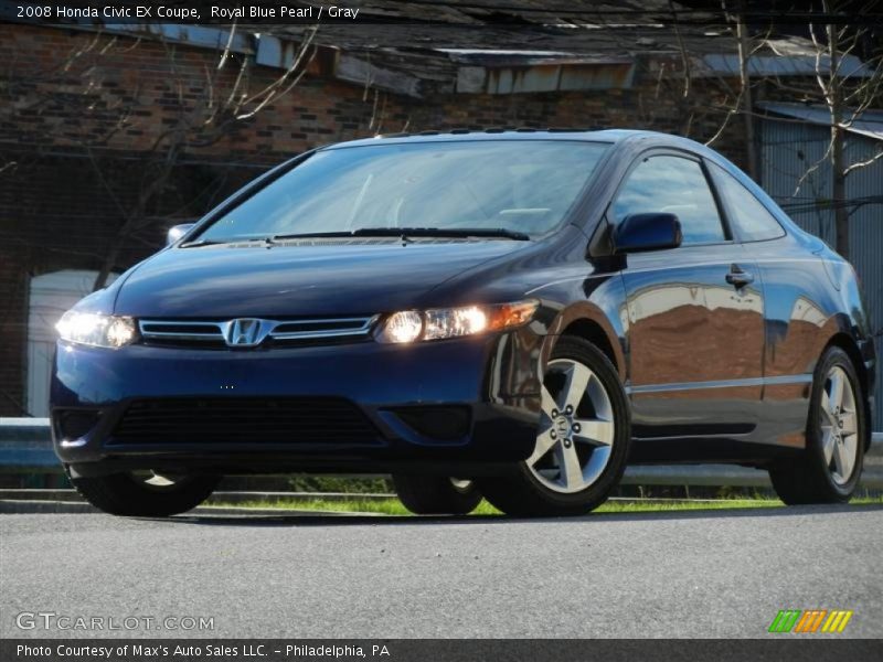 Royal Blue Pearl / Gray 2008 Honda Civic EX Coupe