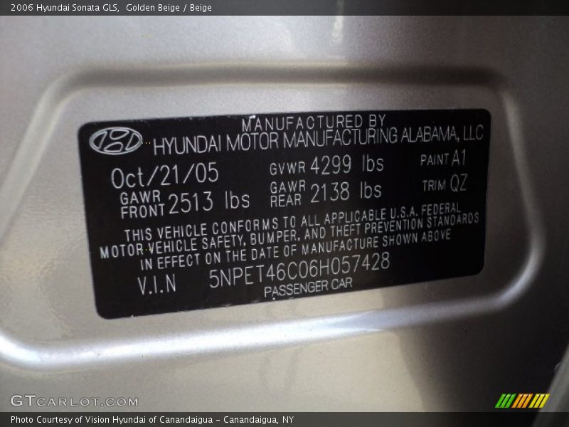Golden Beige / Beige 2006 Hyundai Sonata GLS